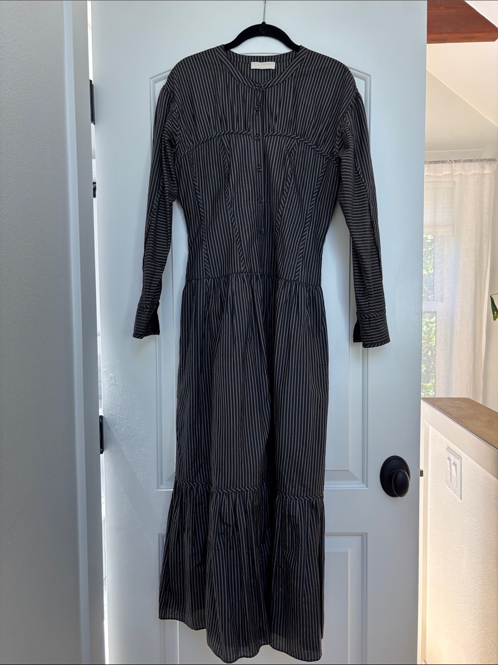 Ulla Johnson sleeve button up - Victorian Black Striped Midi Dress sz 6